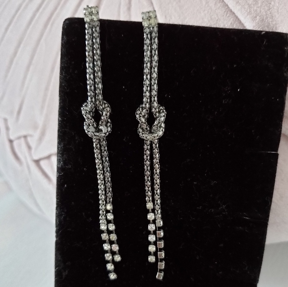 Gunmetal Knotted Chain Earrings